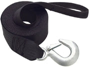Sea-Doo Outlet PWC winch strap with loop end, black nylon 2in x 12ft tow strap with metal hook.
