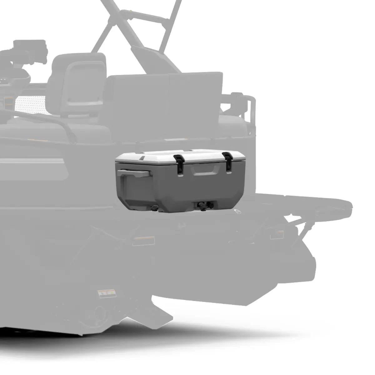 Sea-Doo LinQ Cooler 11.4 gal mounted on a BRP Sea-Doo jet ski, gray hard cooler.