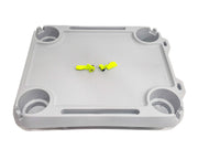 Sea-Doo Switch Table Top Kit, gray plastic tray with four cup holders and two yellow clamps