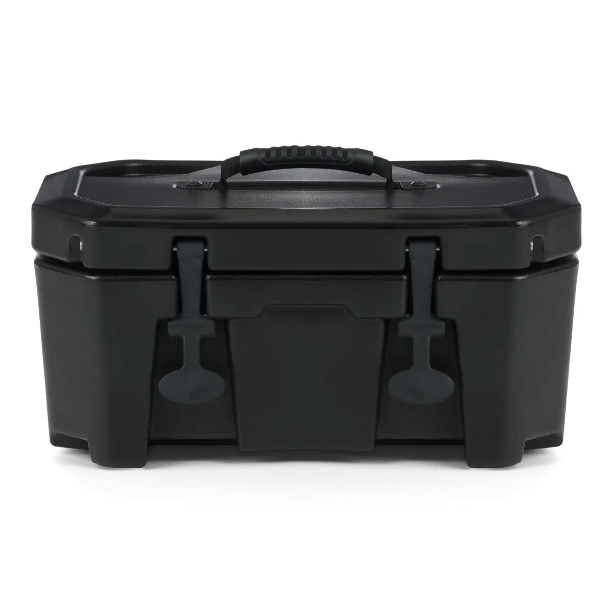 Sea-Doo LinQ 4.2 US Gal rigid cooler in black with carrying handle and latches.