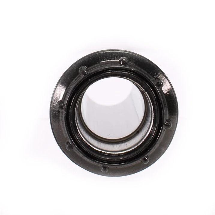 BRP Sea-Doo OEM spark plug pipe, black metal circular flange with bolt holes.