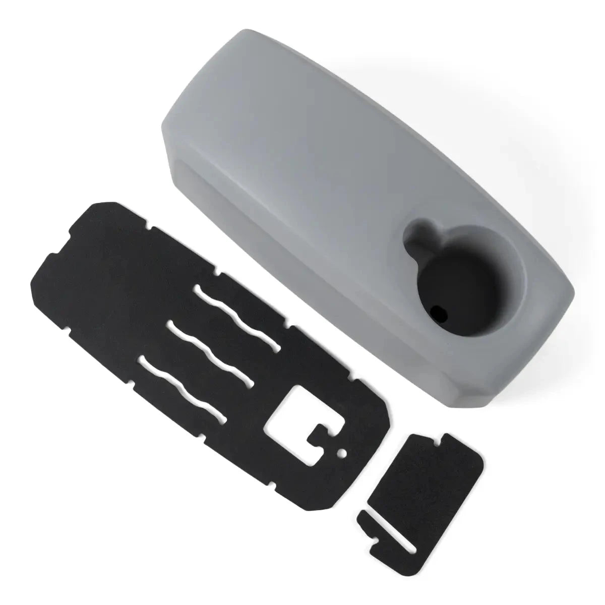 Sea-Doo Switch Soft Armrest With Cup Holder; gray armrest and black mounting pieces, three components