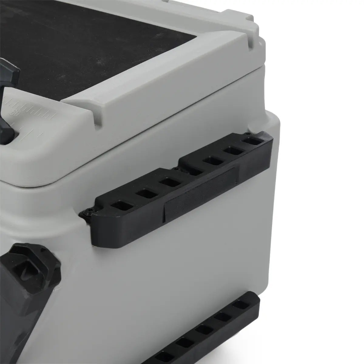 Sea-Doo LinQ 13.5 gal cooler with double latches, gray body and black mounting rail