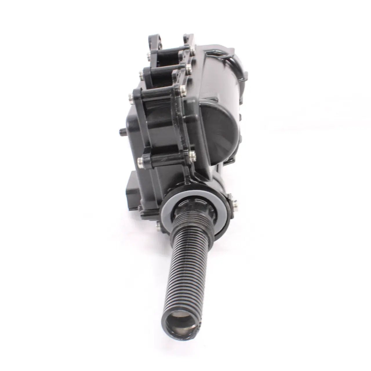 IBR Actuator; BRP Sea-Doo black plastic unit with threaded shaft and ribbed hose connector