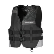 Sea-Doo Motion Life Jacket in black with adjustable straps and front zipper
