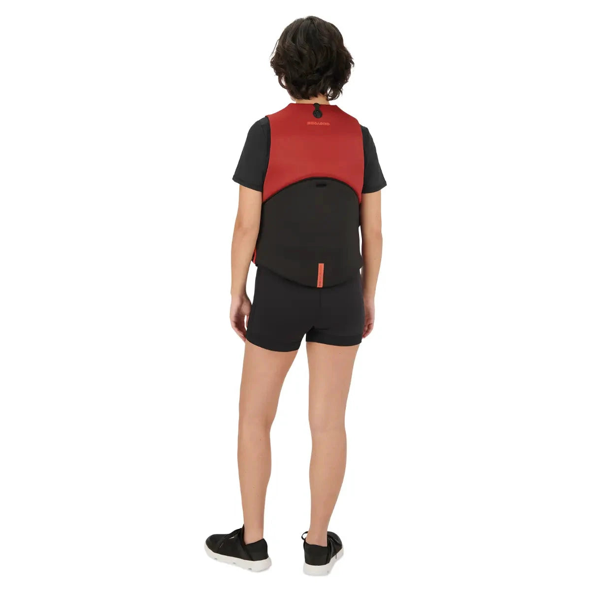 Sea-Doo Freedom PFD Lava Red life jacket; red top panel, black bottom, back view