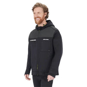 Sea-Doo men's neoprene explorer riding jacket, black with gray panels and hood