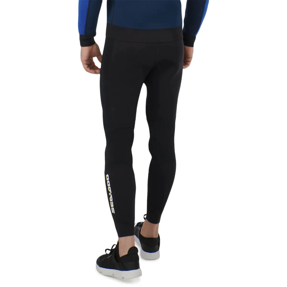 Sea-Doo men's 2mm neoprene Montego pants, black with Sea-Doo logo on leg.