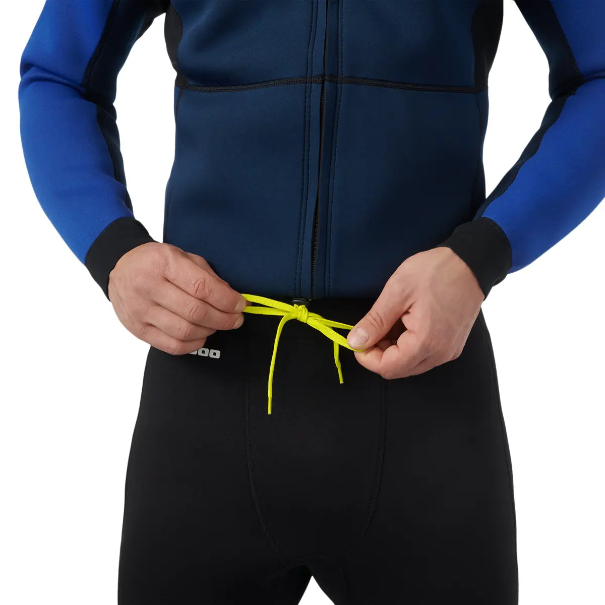 Sea-Doo BRP men's 2mm neoprene Montego pants; black wetsuit bottoms with neon-yellow drawstring