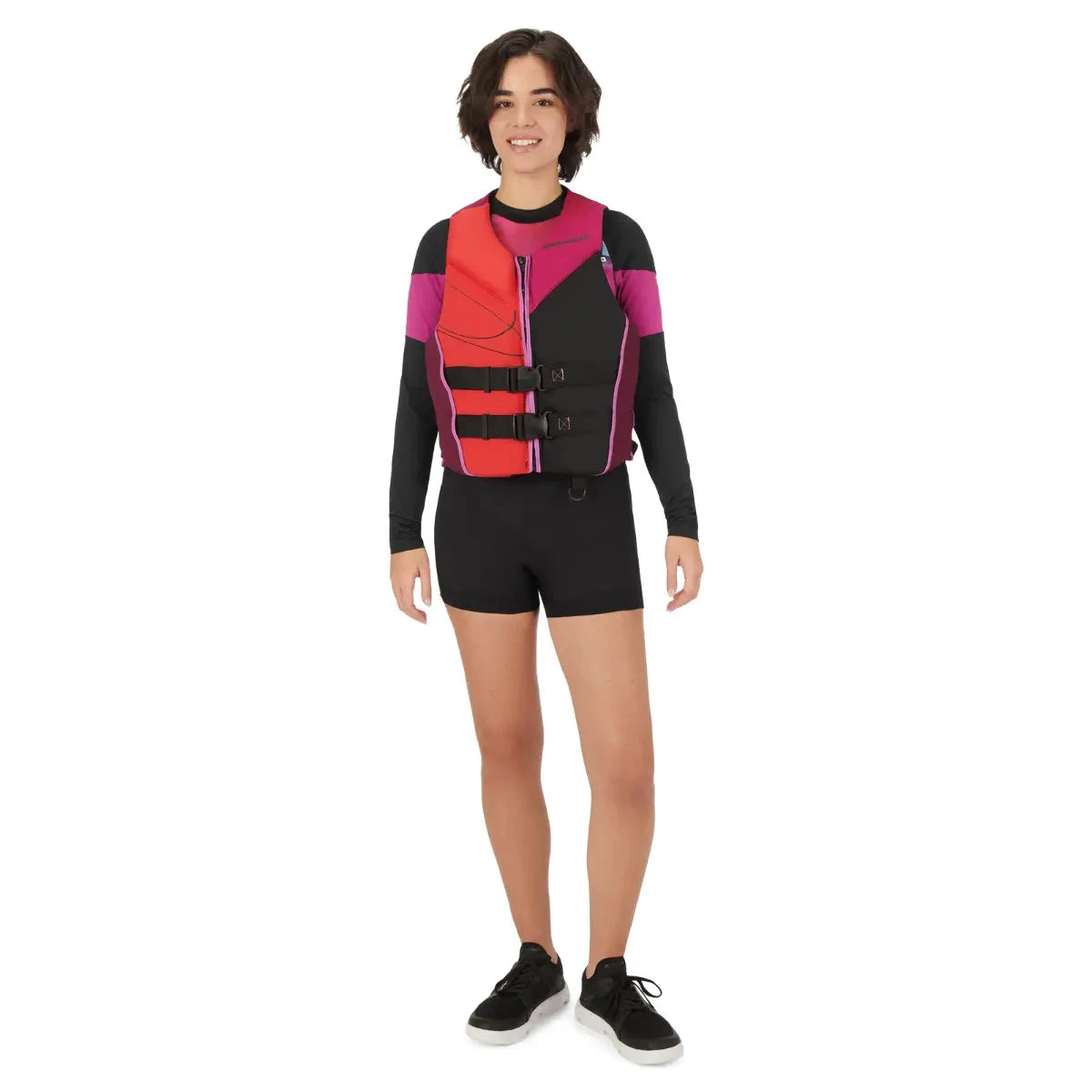 Sea-Doo Freedom Stream PFD life jacket lava red with black panels and adjustable straps