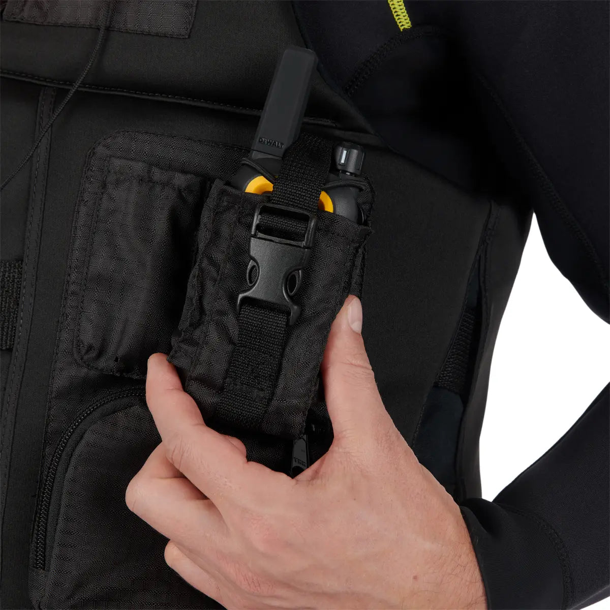 Sea-Doo Unisex Explorer Airflow PFD Life Jacket in black with yellow-accent buckle