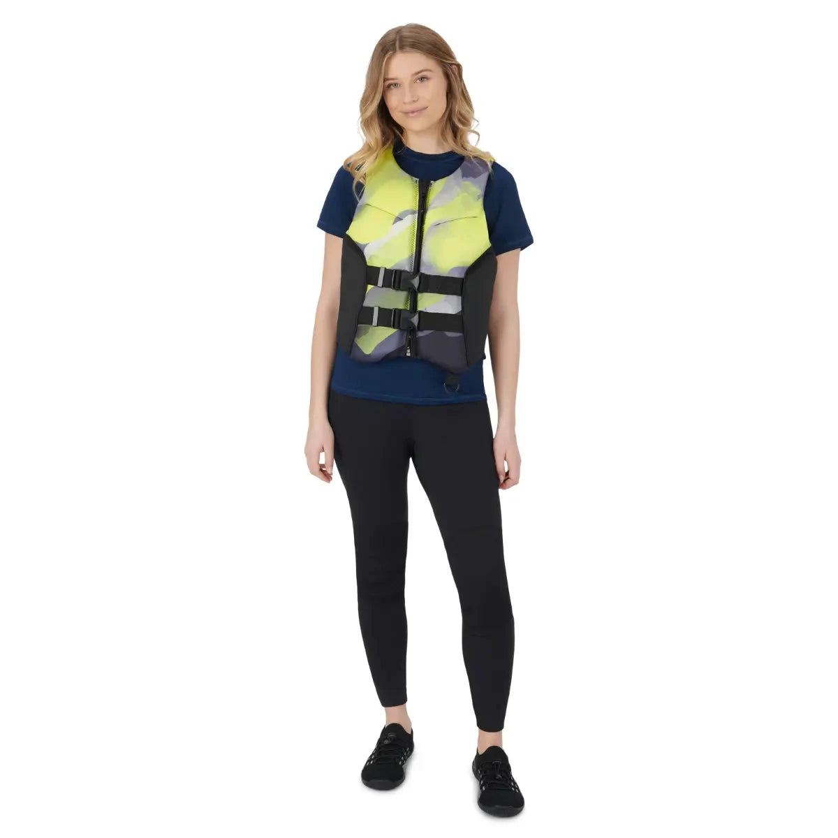 Sea-Doo Airflow Sunset Edition life jacket, neon yellow with gray panels and black straps