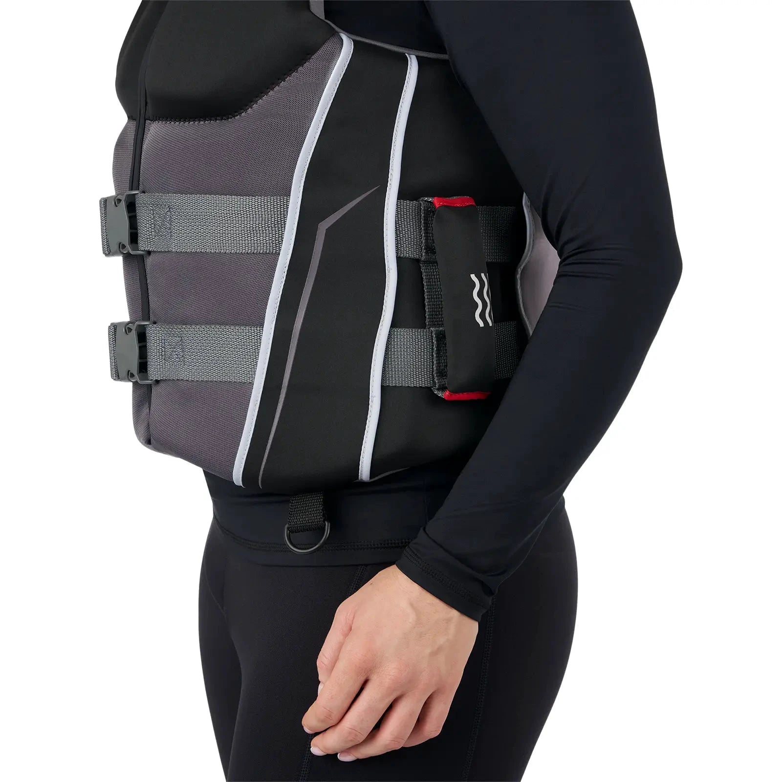 Sea-Doo Wave Grip PFD Life Jacket, unisex black with gray panels and adjustable straps