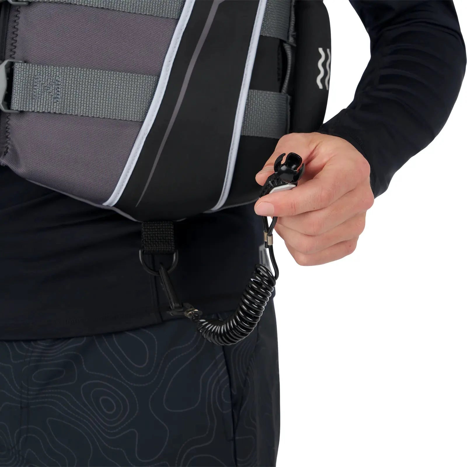 Sea-Doo Wave Grip PFD Life Jacket, unisex black with coiled tether