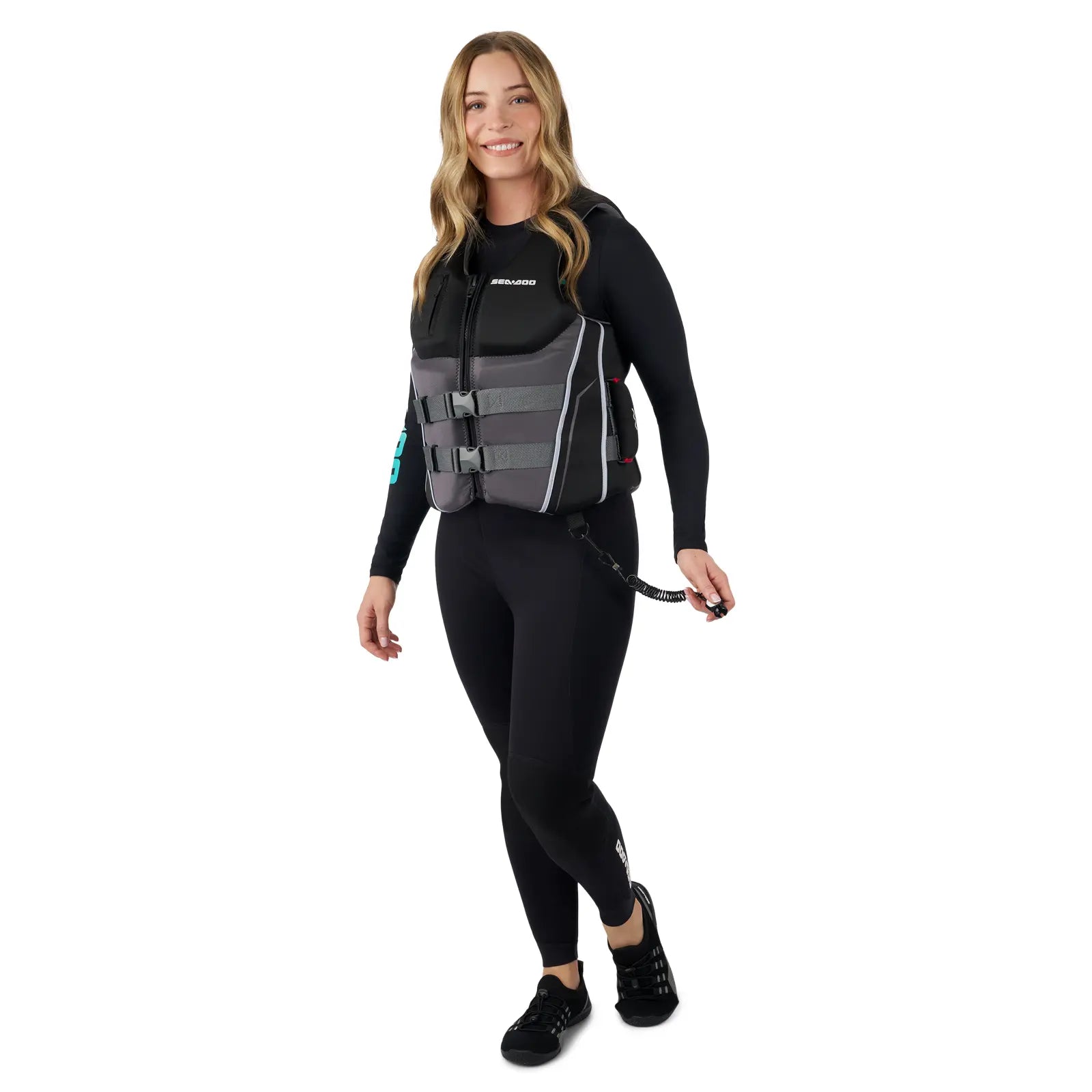 Sea-Doo Wave Grip PFD Life Jacket, black, unisex with front buckle straps