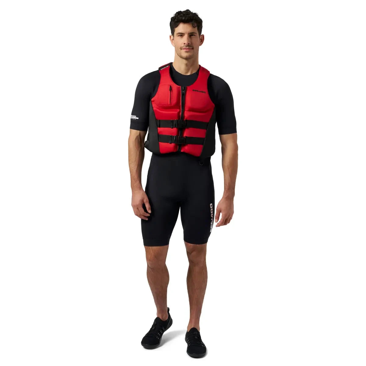 Sea-Doo Wave Life Jacket/PFD, red with black panels and front buckles