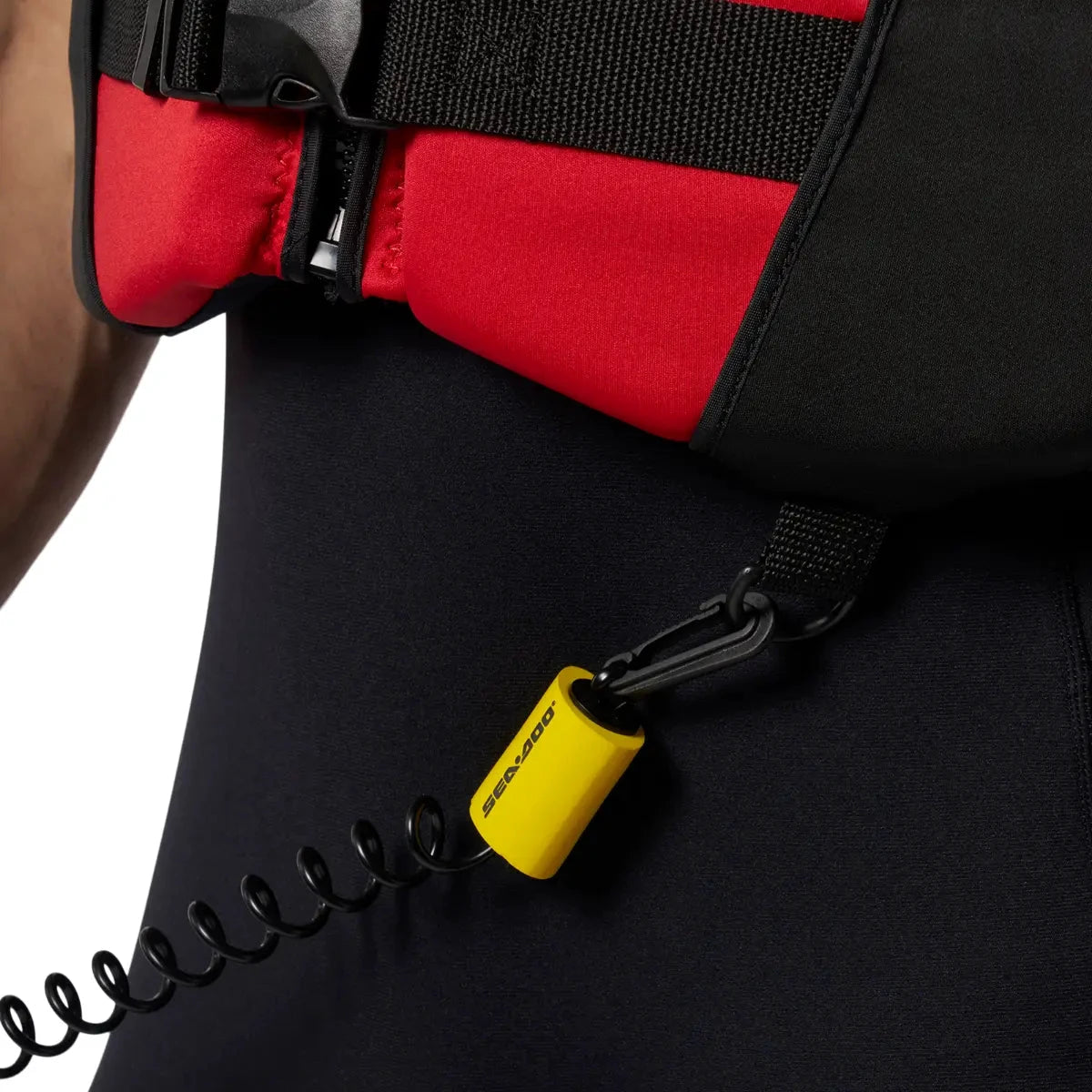 Sea-Doo Wave Life Jacket/PFD, red with black straps and yellow whistle clip