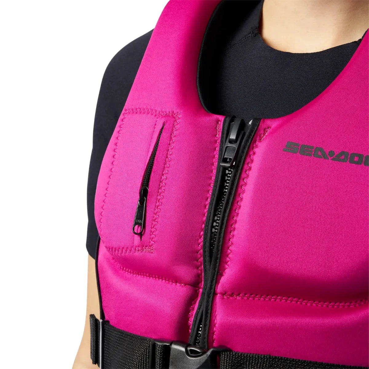 Sea-Doo Wave Life Jacket/PFD in pink with front zipper and chest zip pocket