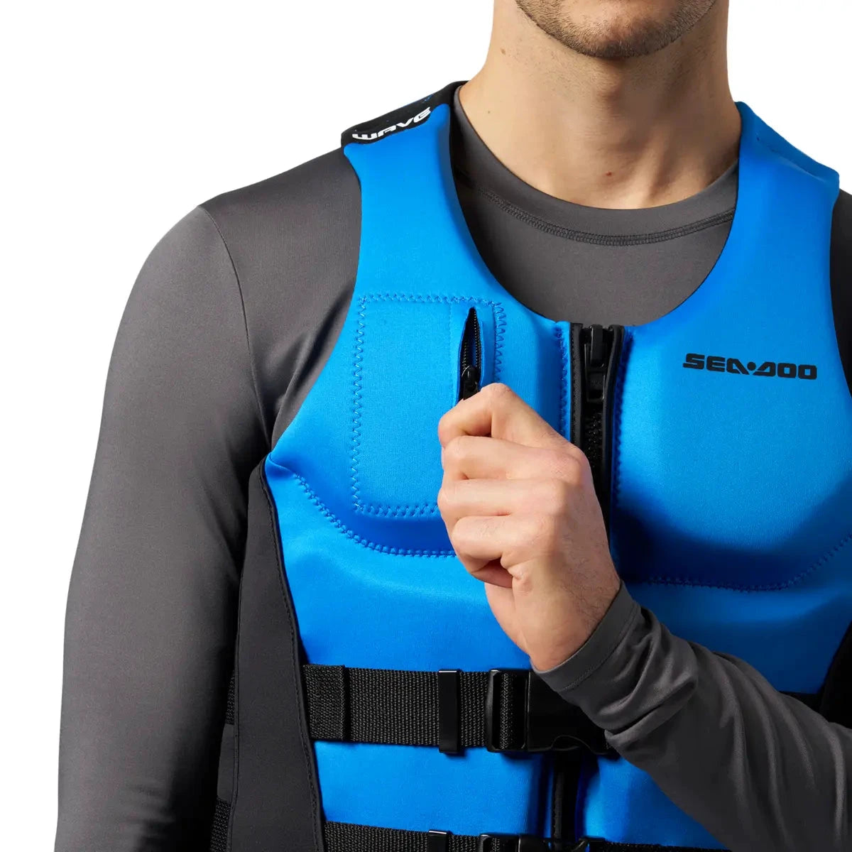 Sea-Doo Wave Life Jacket/PFD blue with front zipper and adjustable straps