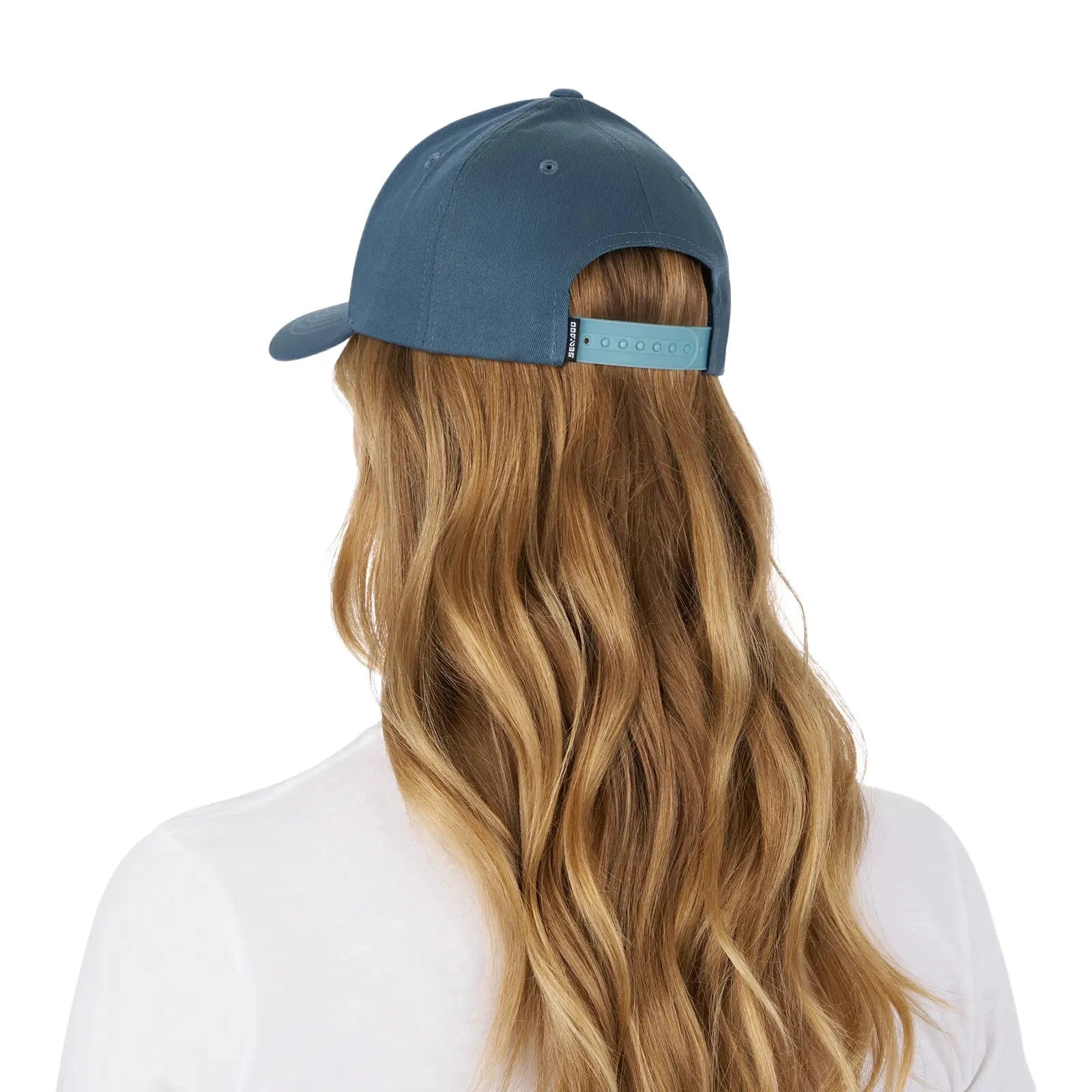 Sea-Doo Wave Signature Cap, blue baseball cap with teal adjustable snapback strap