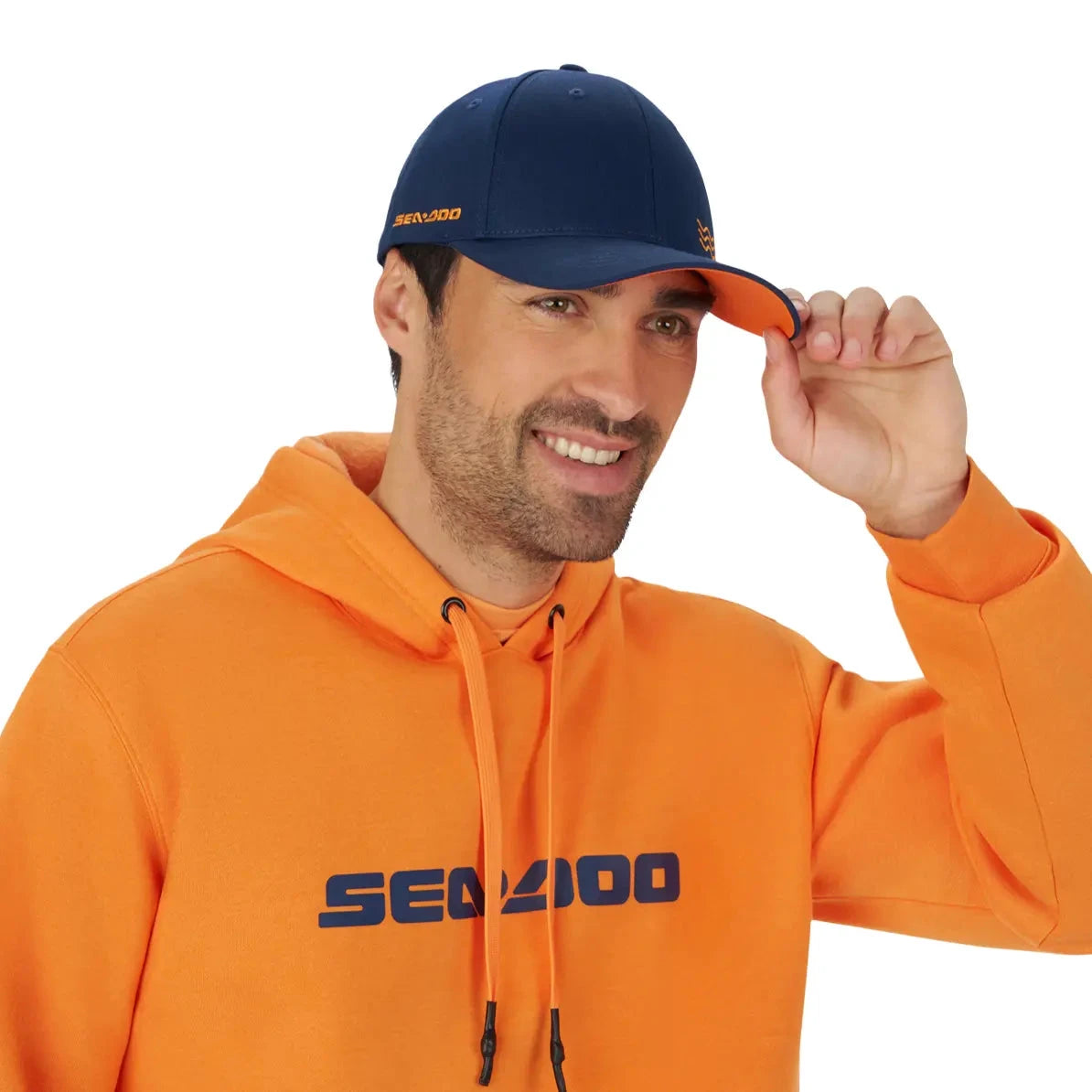Sea-Doo Wave Signature Cap baseball cap, navy with orange underbrim and Sea-Doo branding