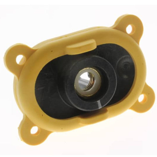 Sea-Doo PWC OEM housing nut M6; yellow plastic body with black interior and metal threaded bore