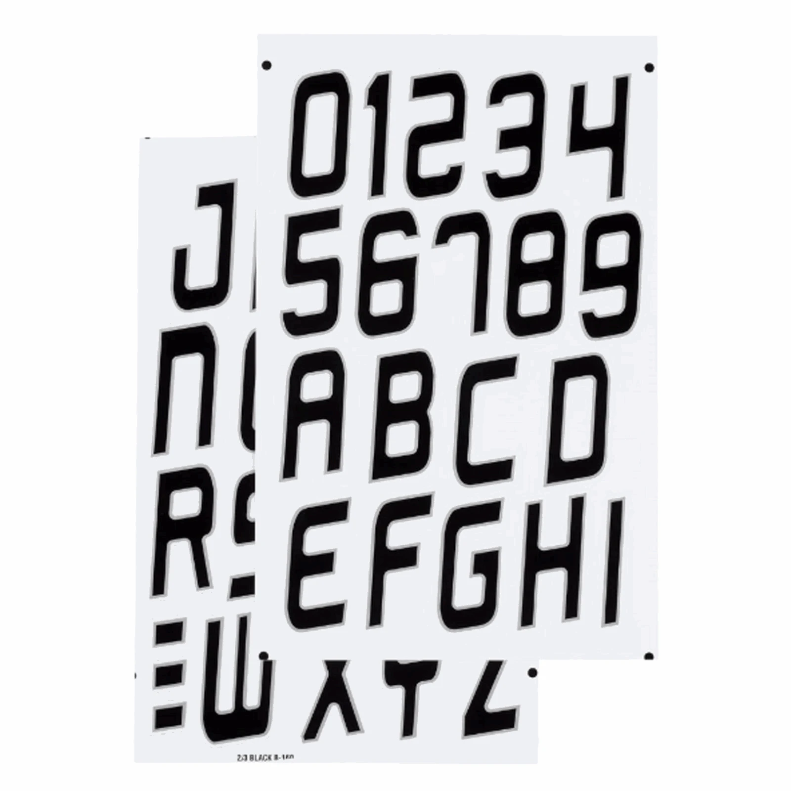 Sea-Doo registration decal kit, two sheets of black alphanumeric vehicle decals for PWC