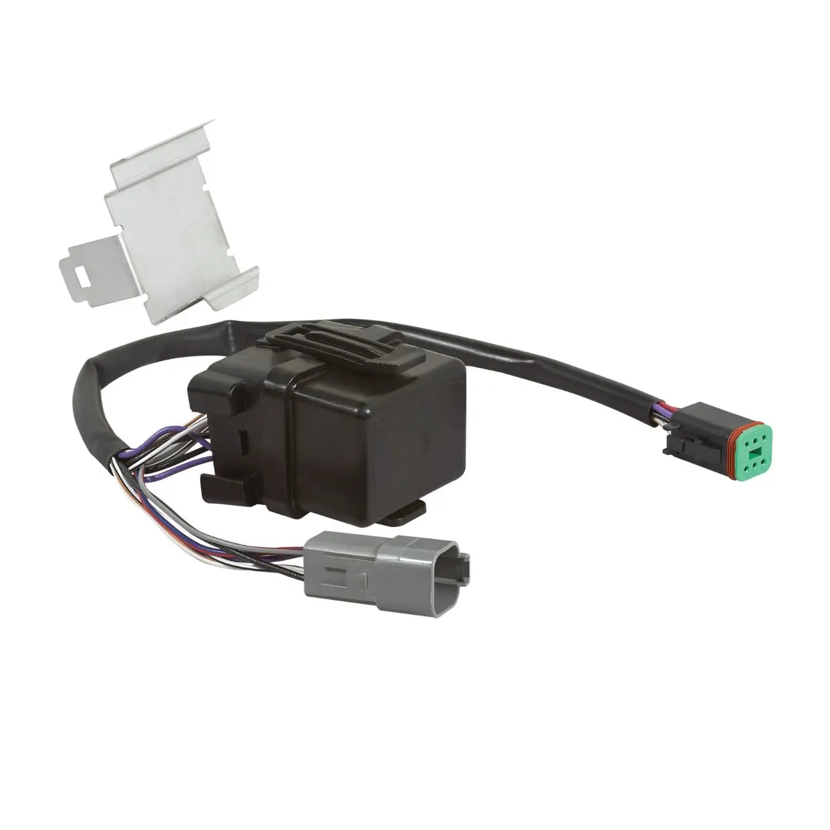 Sea-Doo Electric Connection Kit for PWC; black control module with wire harness and gray/green connectors.