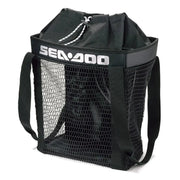 Sea-Doo 9.8 US gal removable storage bin organizer; black mesh tote with Sea-Doo logo