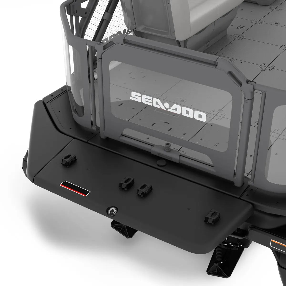 Sea-Doo Switch Swim Platform, dark gray docking accessory with visible Sea-Doo logo