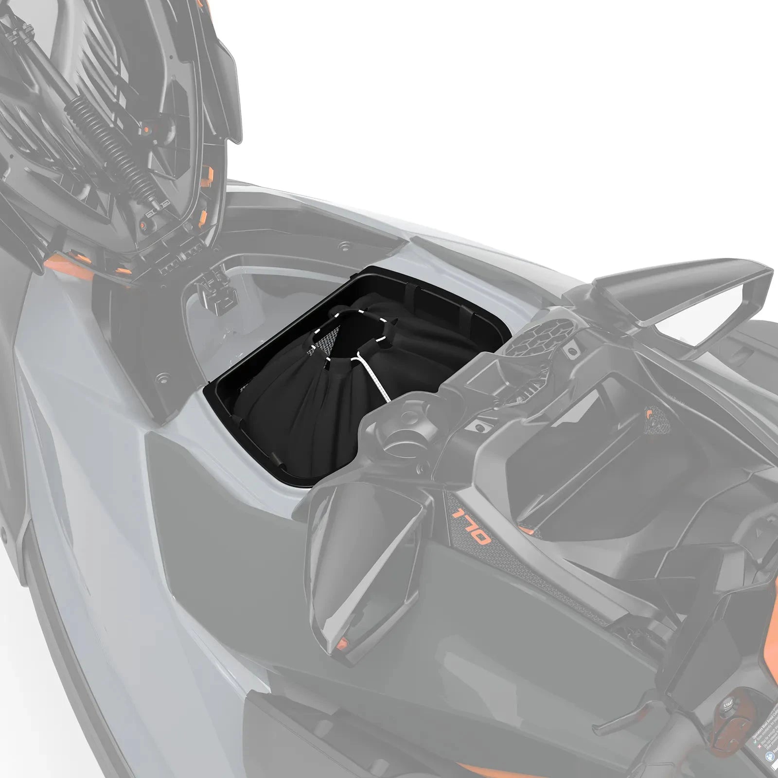 Sea-Doo 3.4 gal removable storage bin organizer in black plastic for PWC storage