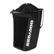 Sea-Doo removable storage bin organizer, 3.4 US gal, black with mesh front panel and drawstring top carry strap