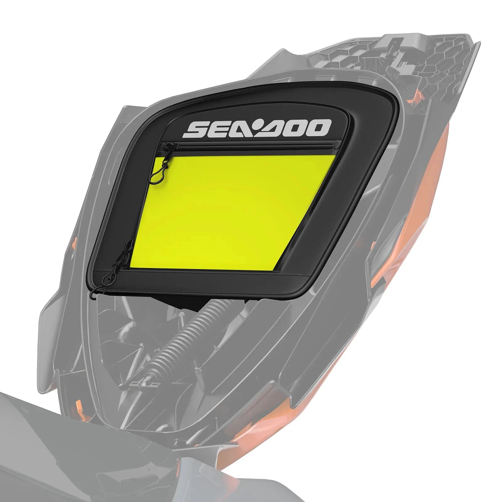 Sea-Doo GTI & GTR Lid Organizer in black with neon yellow interior