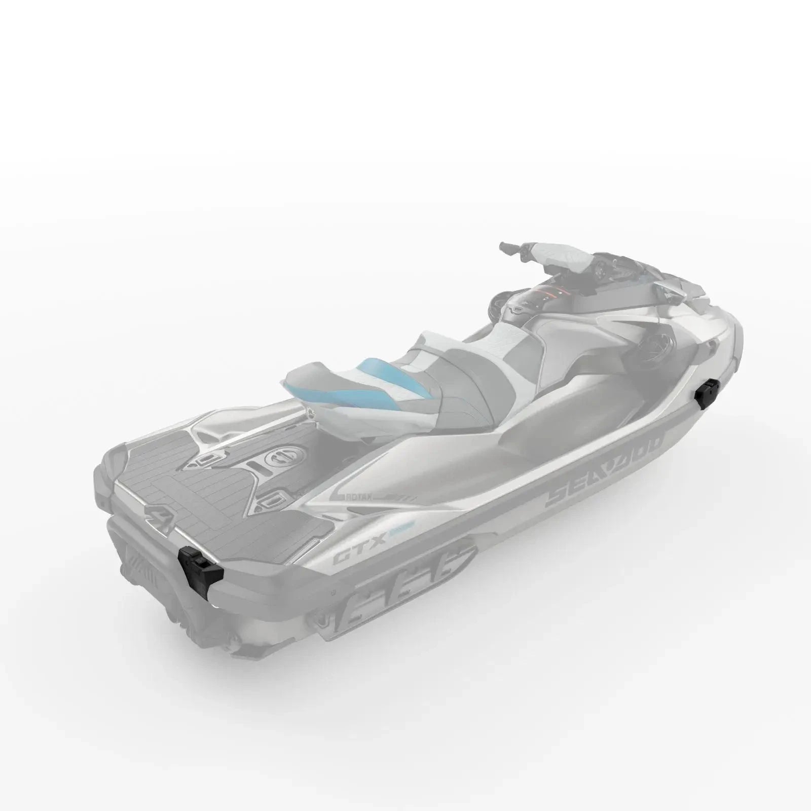 Sea-Doo Speed Tie docking accessory; pair of black mounting hooks on a white Sea-Doo jet ski
