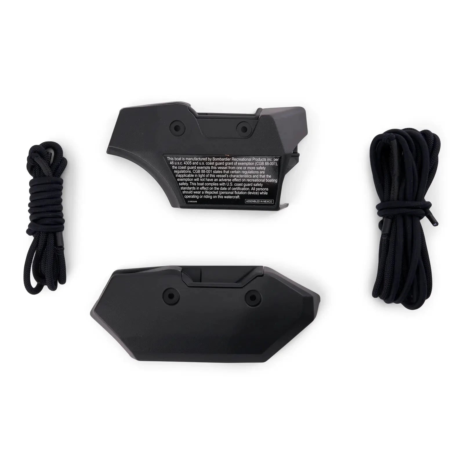 Sea-Doo Speed Tie 295100885 PWC docking kit with two black mounting blocks and cords