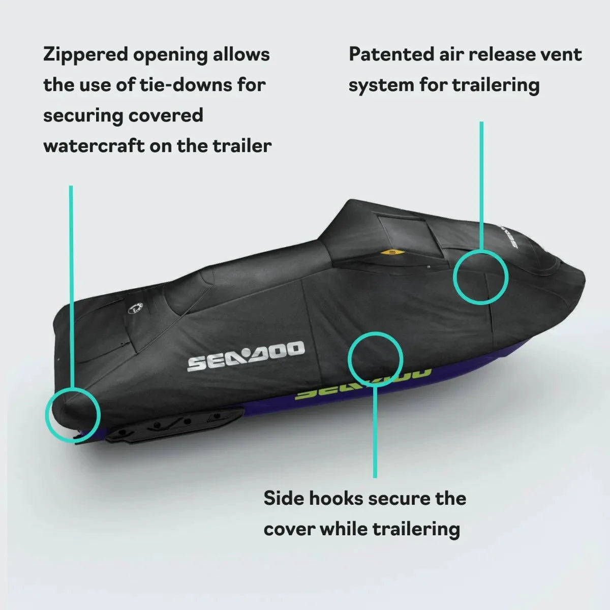 Sea-Doo PWC Cover, black OEM BRP cover for 2021–2026 Sea-Doo RXP X watercraft