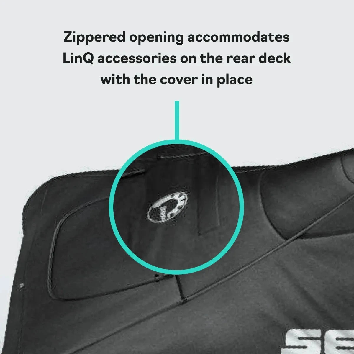 Sea-Doo OEM PWC cover for 2021–2026 RXP X; black fabric with Sea-Doo logo patch