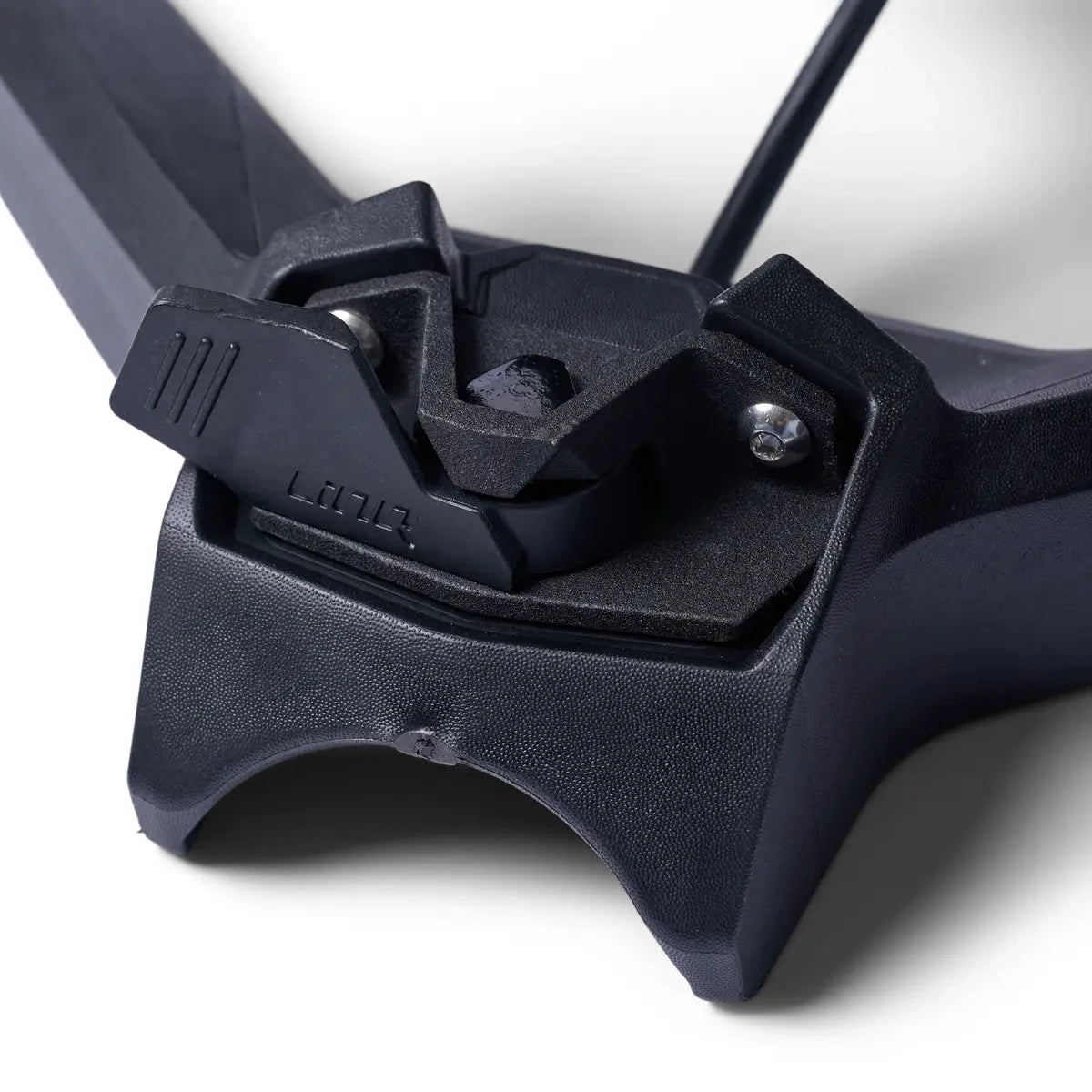 LinQ Retractable Ski Pylon by Sea-Doo in black, close-up of the mounting base.