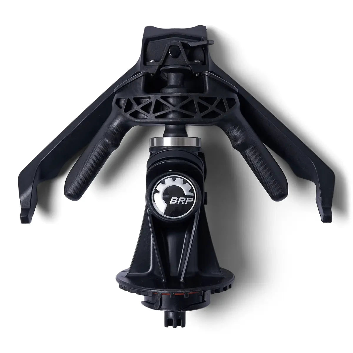 Sea-Doo LinQ retractable ski pylon assembly, black plastic, BRP logo.