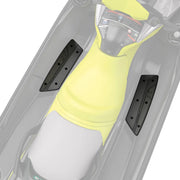 Sea-Doo Floorboard Wedges, black, pair of PWC accessories mounted on a yellow watercraft footwell.