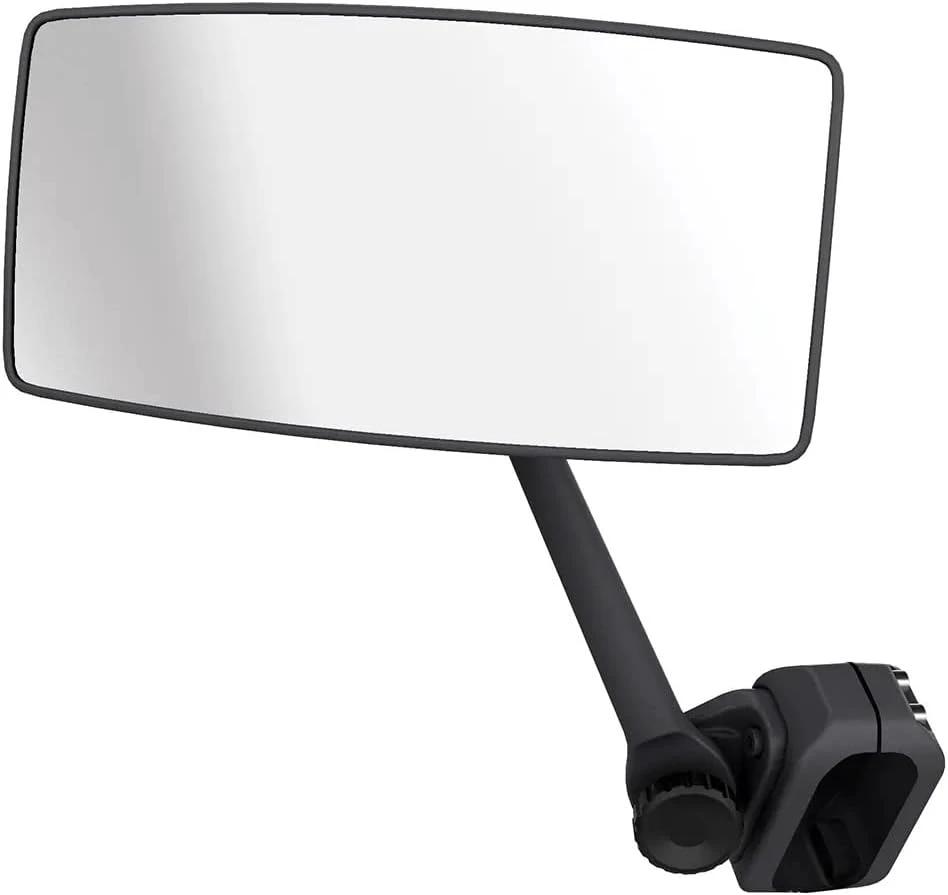 Sea-Doo Switch rearview mirror with black frame on a mounting arm, bimini-mounted