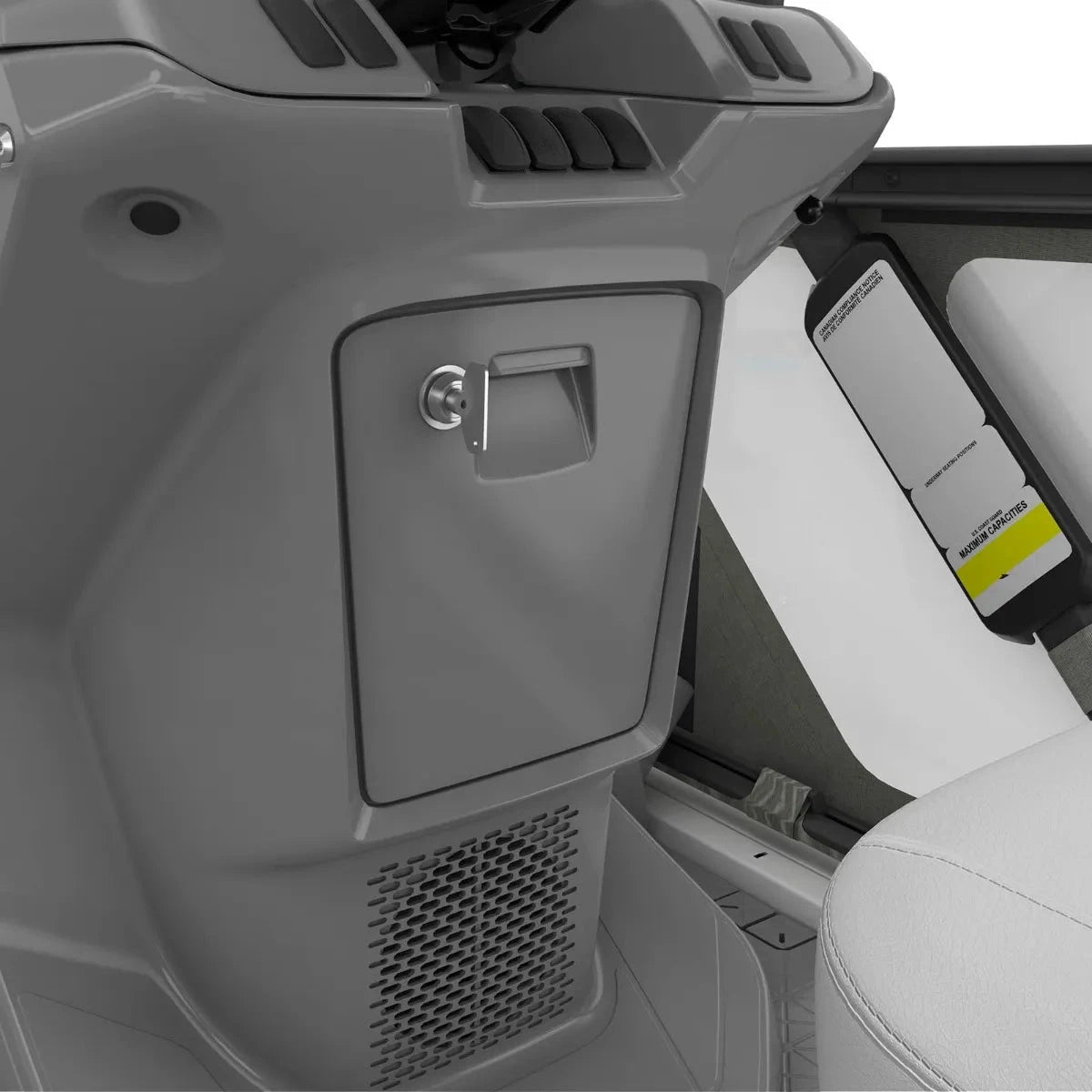 Sea-Doo Switch Pontoon Boat stainless barrel lock on console storage cabinet
