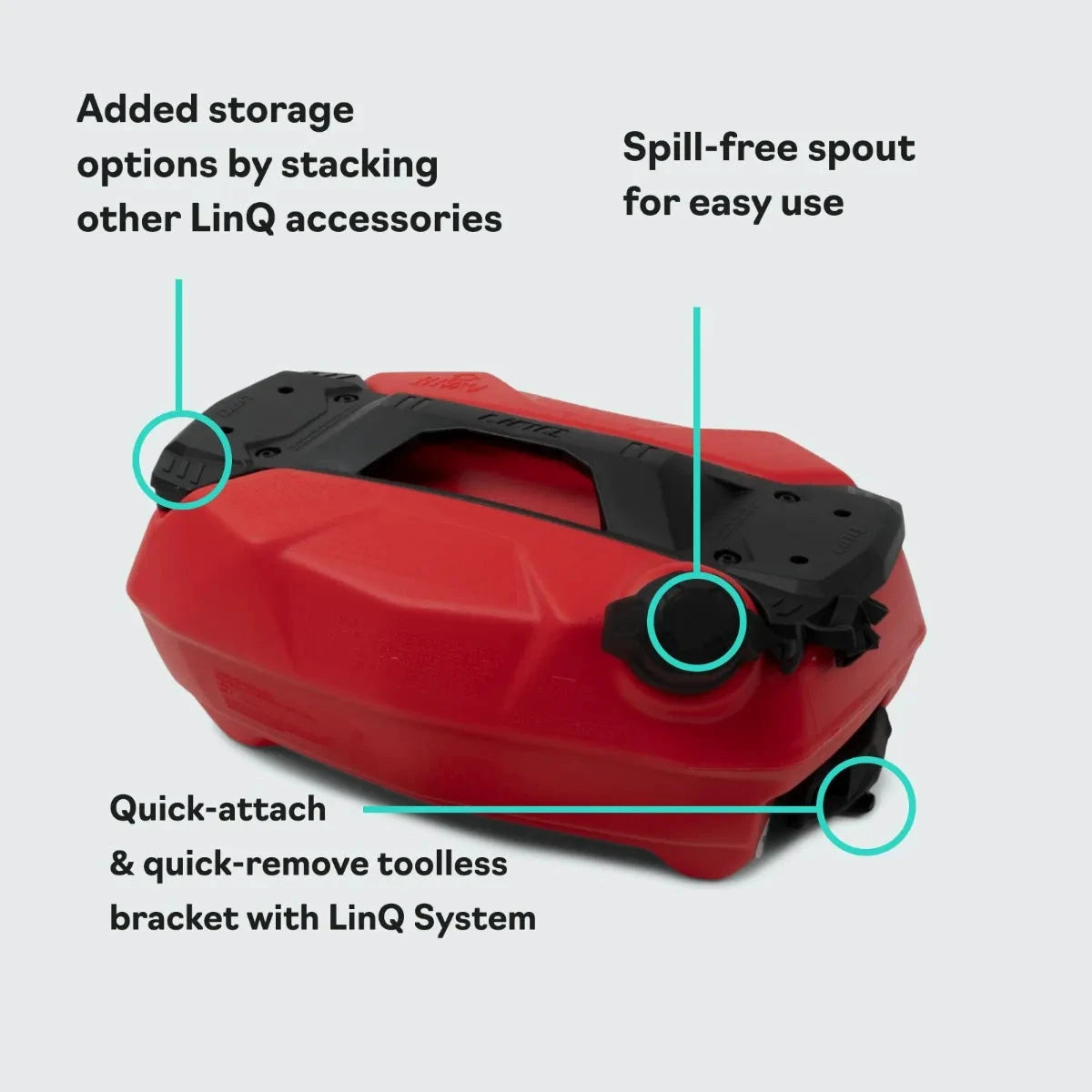 Sea-Doo BRP LinQ 3.8 US gal fuel caddy in red with quick-attach LinQ bracket