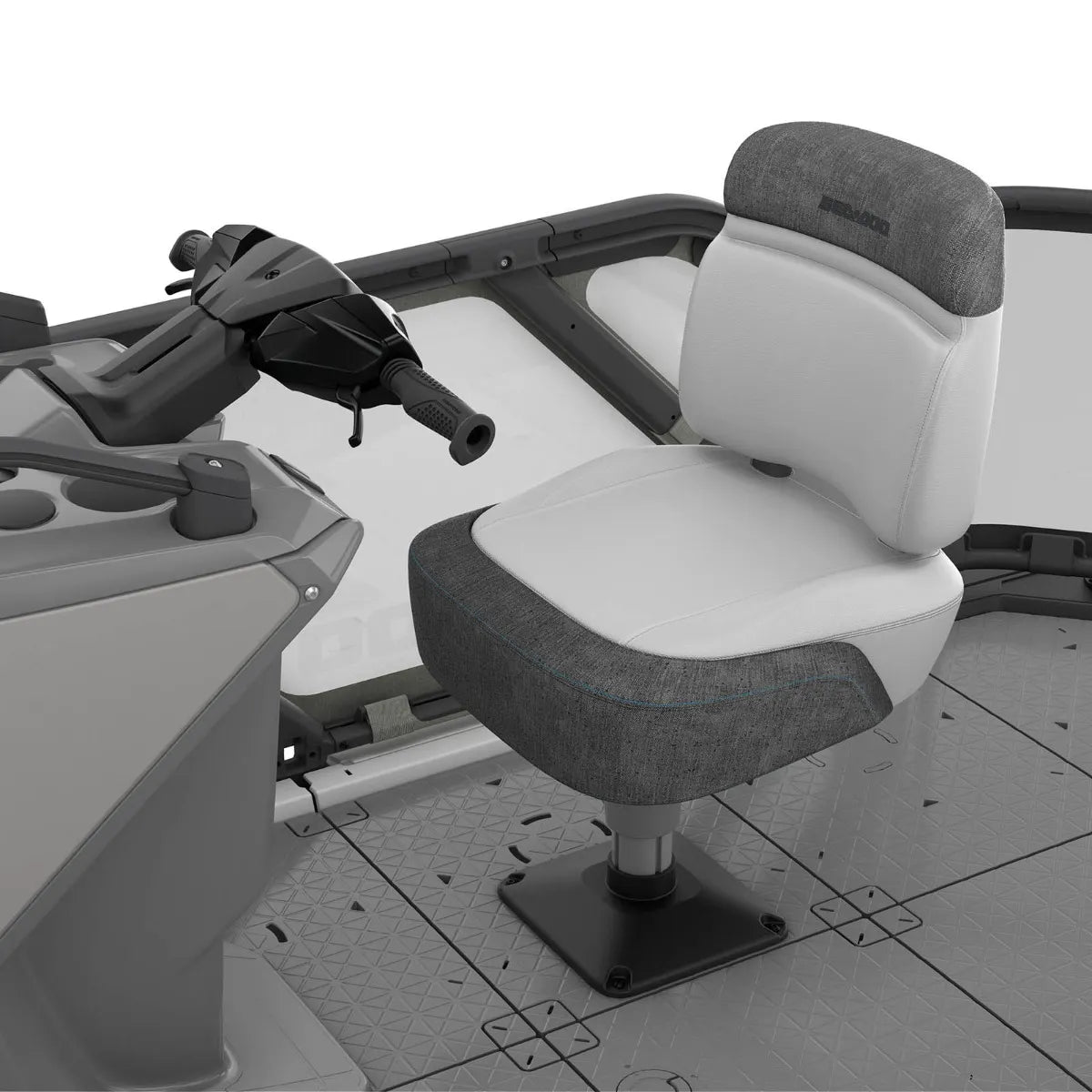 Sea-Doo Switch Driver Seat Bolster, gray fabric upholstery on OEM watercraft seat