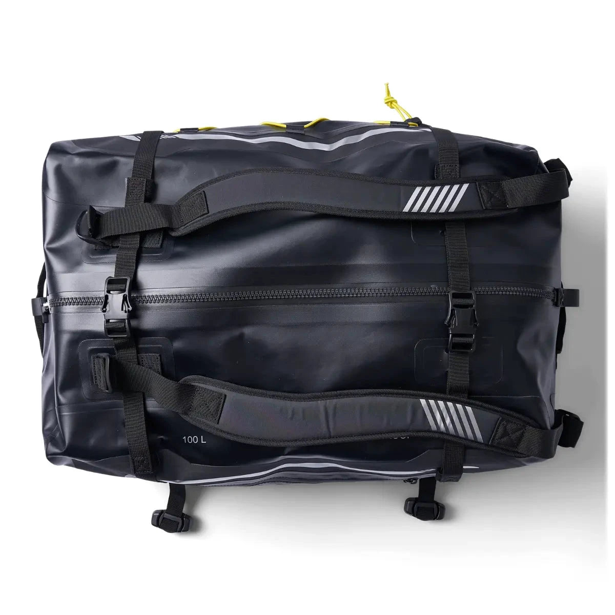 Sea-Doo LinQ Explorer Bag, black 100 L storage bag with adjustable straps and buckles.