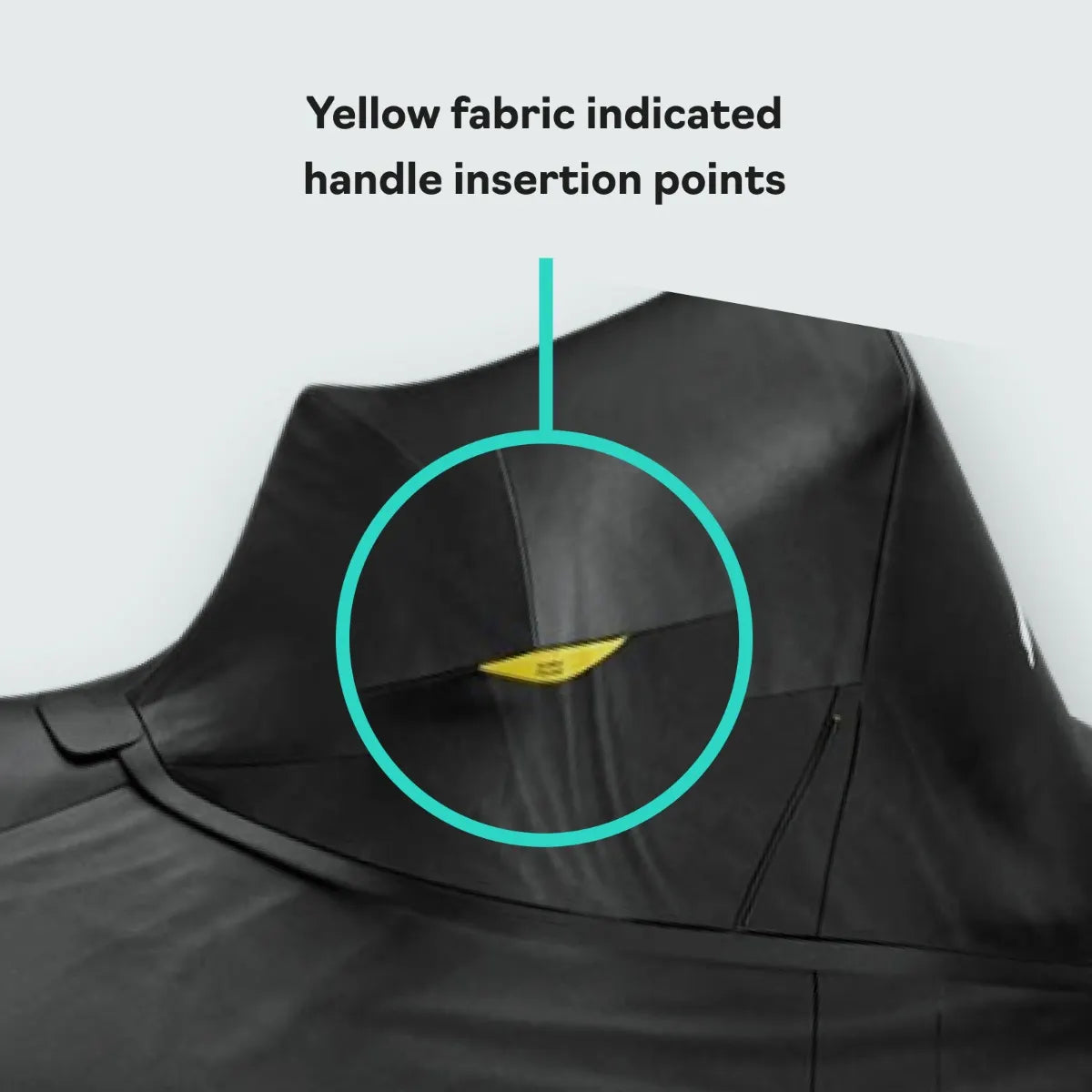 Sea-Doo PWC Cover by BRP for 2023 Explorer Pro; black OEM watercraft storage cover with yellow handle insertion points