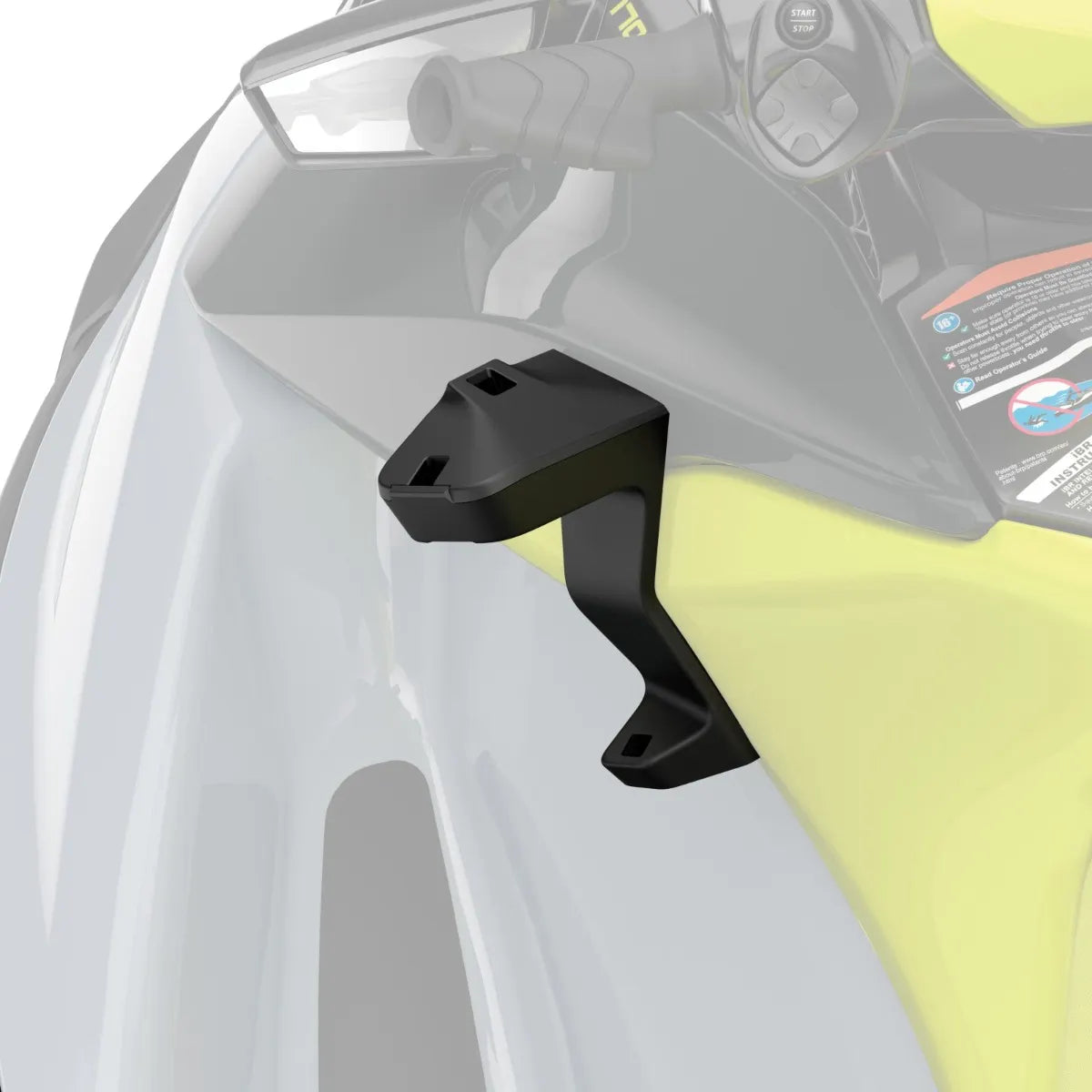 Sea-Doo LinQ Front Support - Left, black plastic mounting bracket for PWC accessories