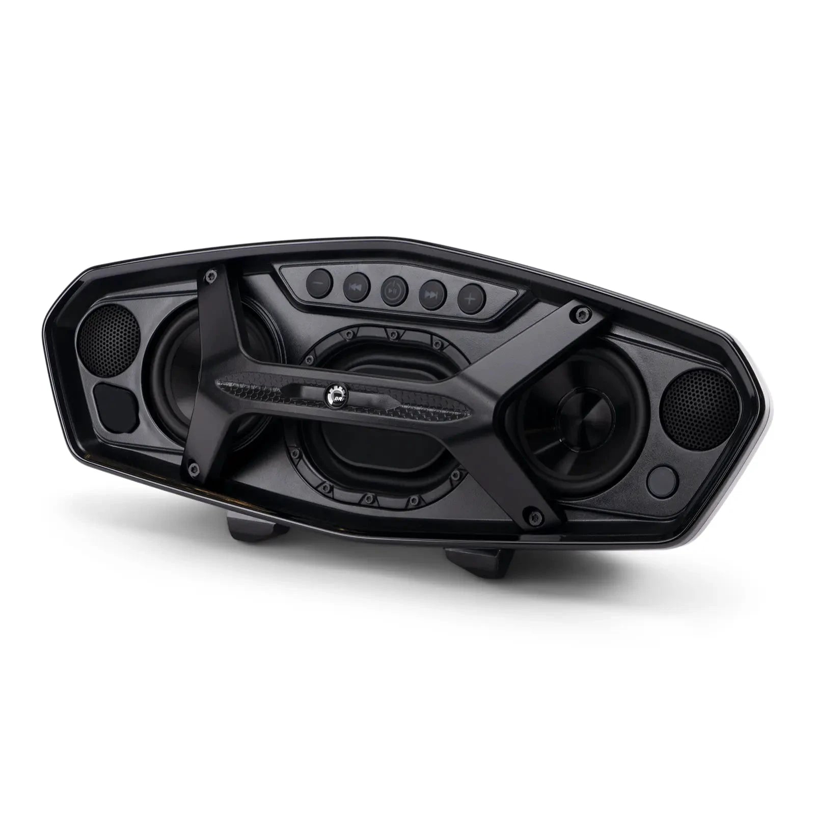 Sea-Doo Spark Audio-Portable marine speaker system in black with built-in control panel and dual speakers.