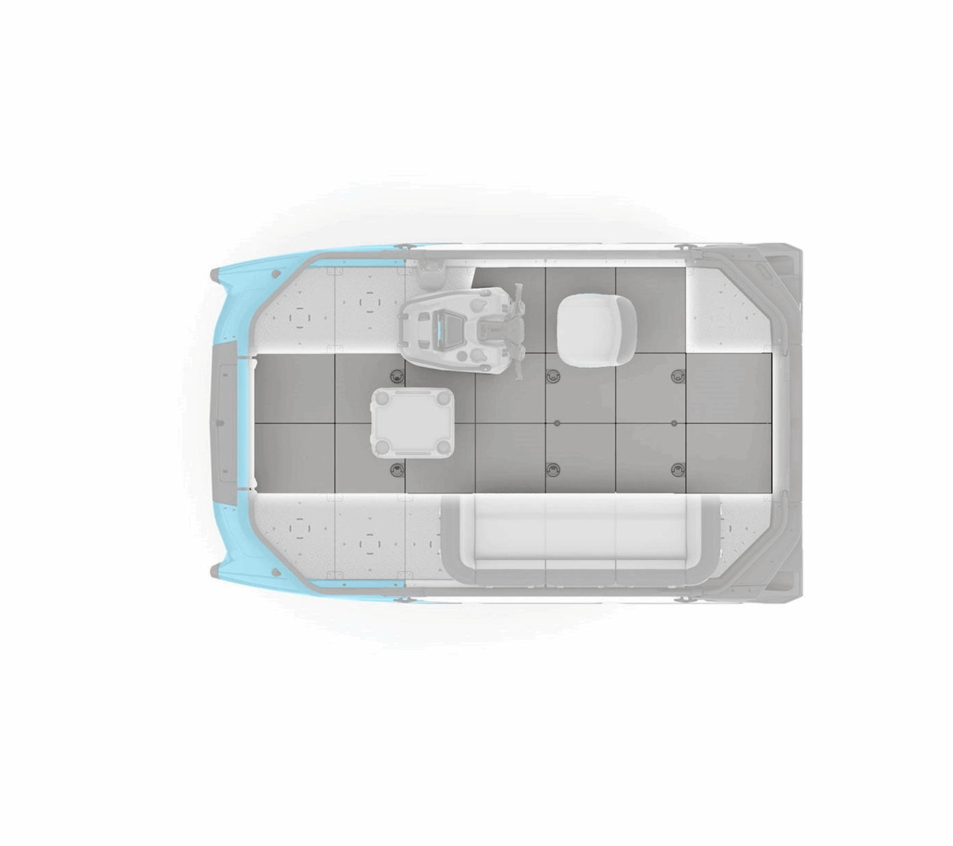 Sea-Doo Switch Compact Deck Mat Set; gray tile mats with blue trim for Sea-Doo Switch watercraft care