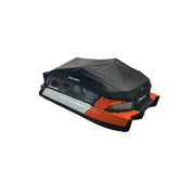 Sea-Doo Switch Compact mooring cover over an orange Sea-Doo watercraft